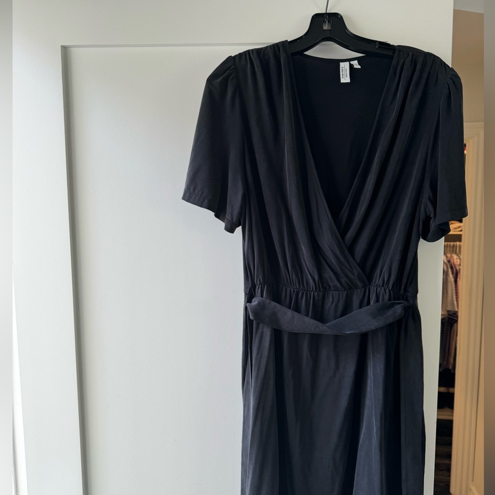 & other stories black wrap smock dress